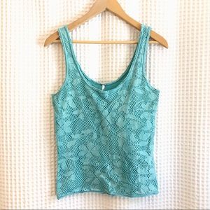 Free People Green Seafoam lace knit tank top M